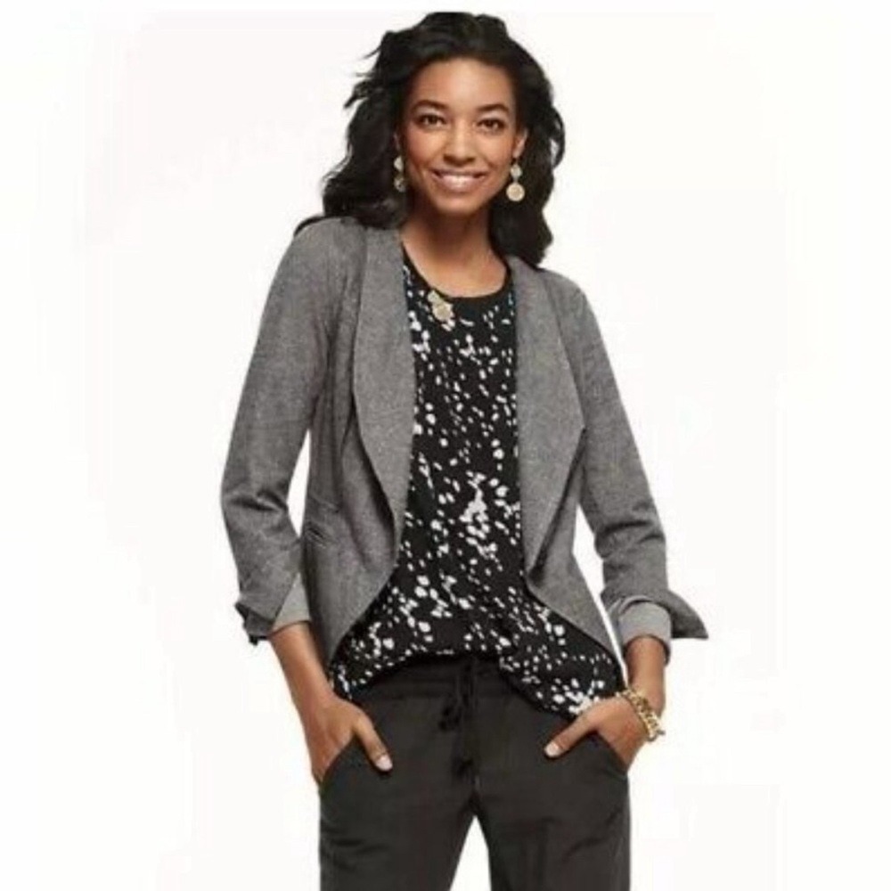 CAbi Gray Rebel Asymmetrical Zip Up Ponte Knit‎ Jacket - Picture 3 of 12